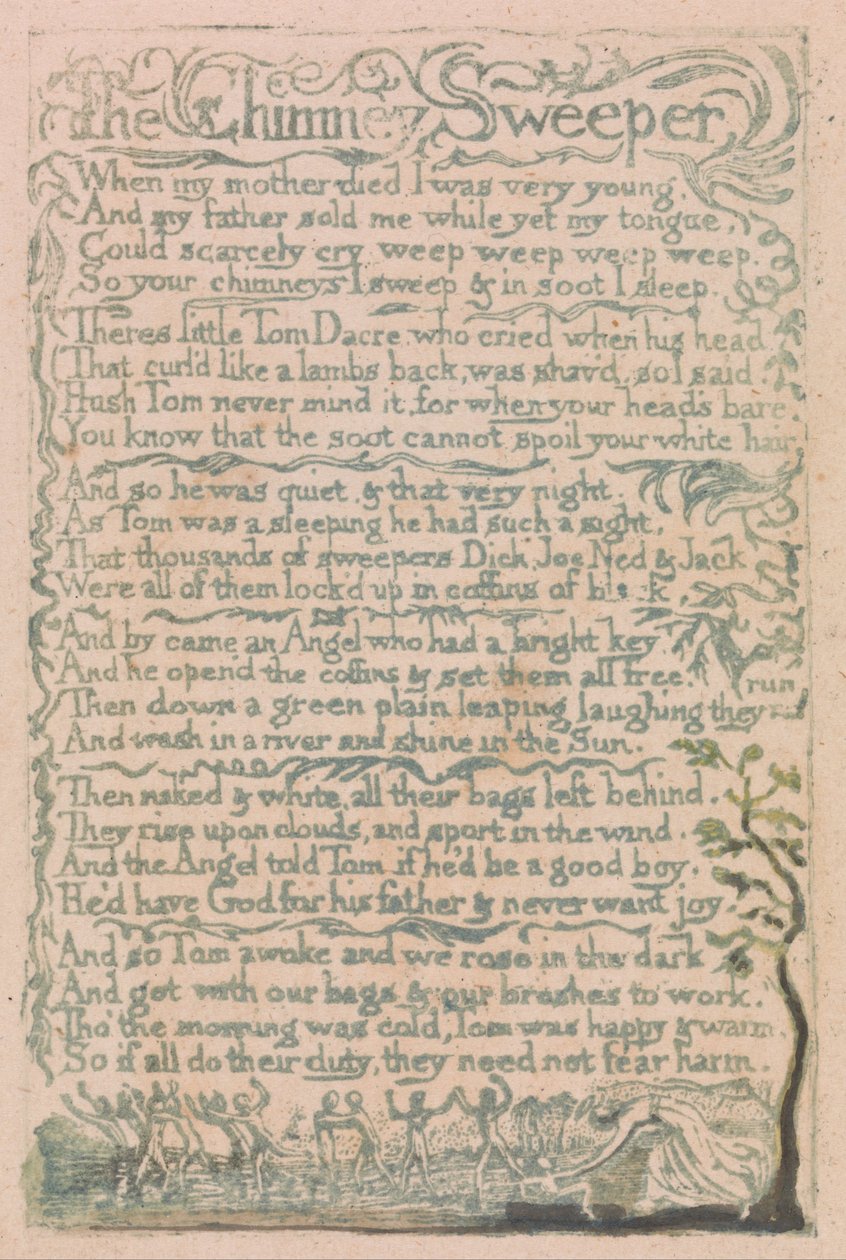 Sange om uskyld og erfaring, plade 10, skorstensfejeren (Bentley 12) af William Blake