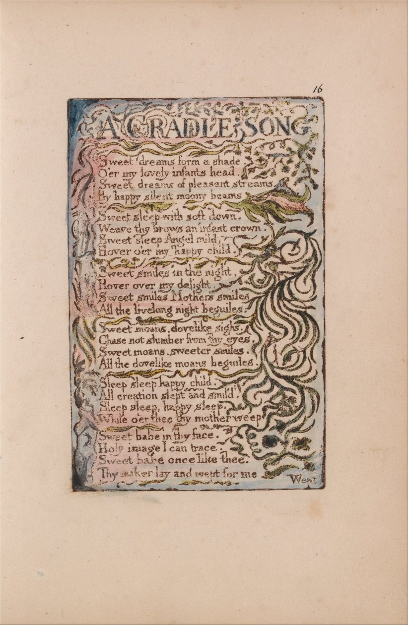 Sange om uskyld og erfaring, plade 16, en vuggesang (Bentley 16) af William Blake