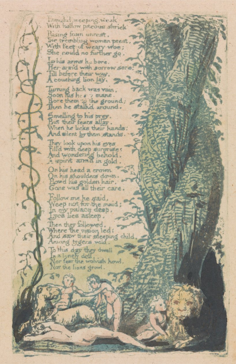 Sange om uskyld og erfaring, plade 22, den lille pige fundet (Bentley 36) af William Blake