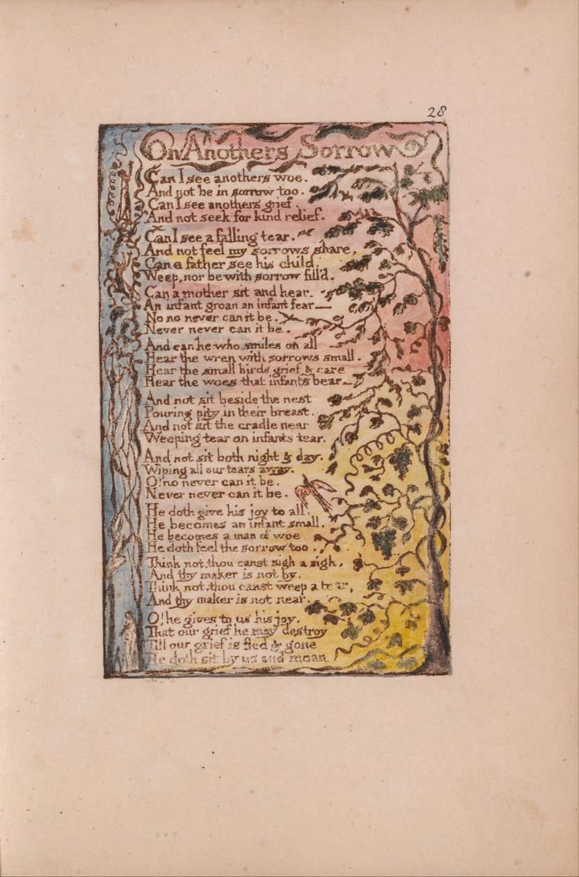 Sange om uskyld og erfaring, plade 28, On Anothers Sorrow (Bentley 27) af William Blake