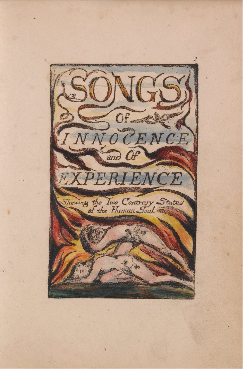 Sange om uskyld og erfaring, plade 2, kombineret titelside (Bentley 1) af William Blake