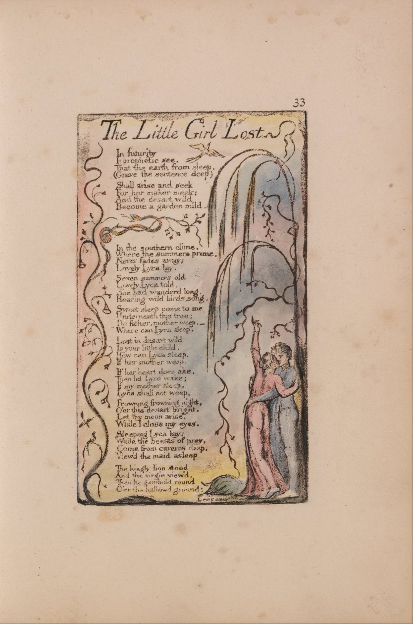 Sange om uskyld og erfaring, plade 33, Den lille pige tabt (Bentley 34) af William Blake
