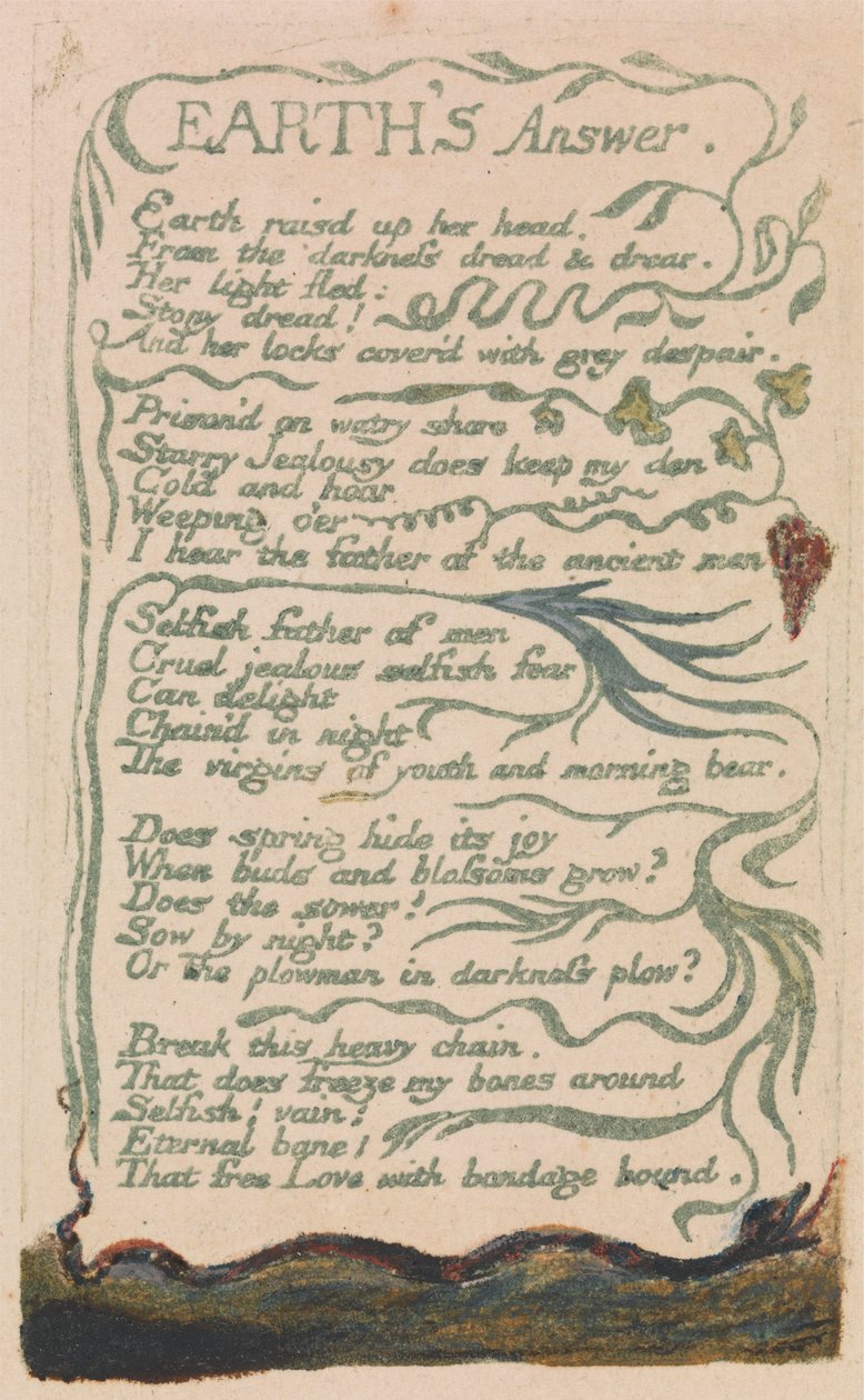Sange om uskyld og om erfaring, tavle 35, "Jordens svar" (Bentley 31) af William Blake