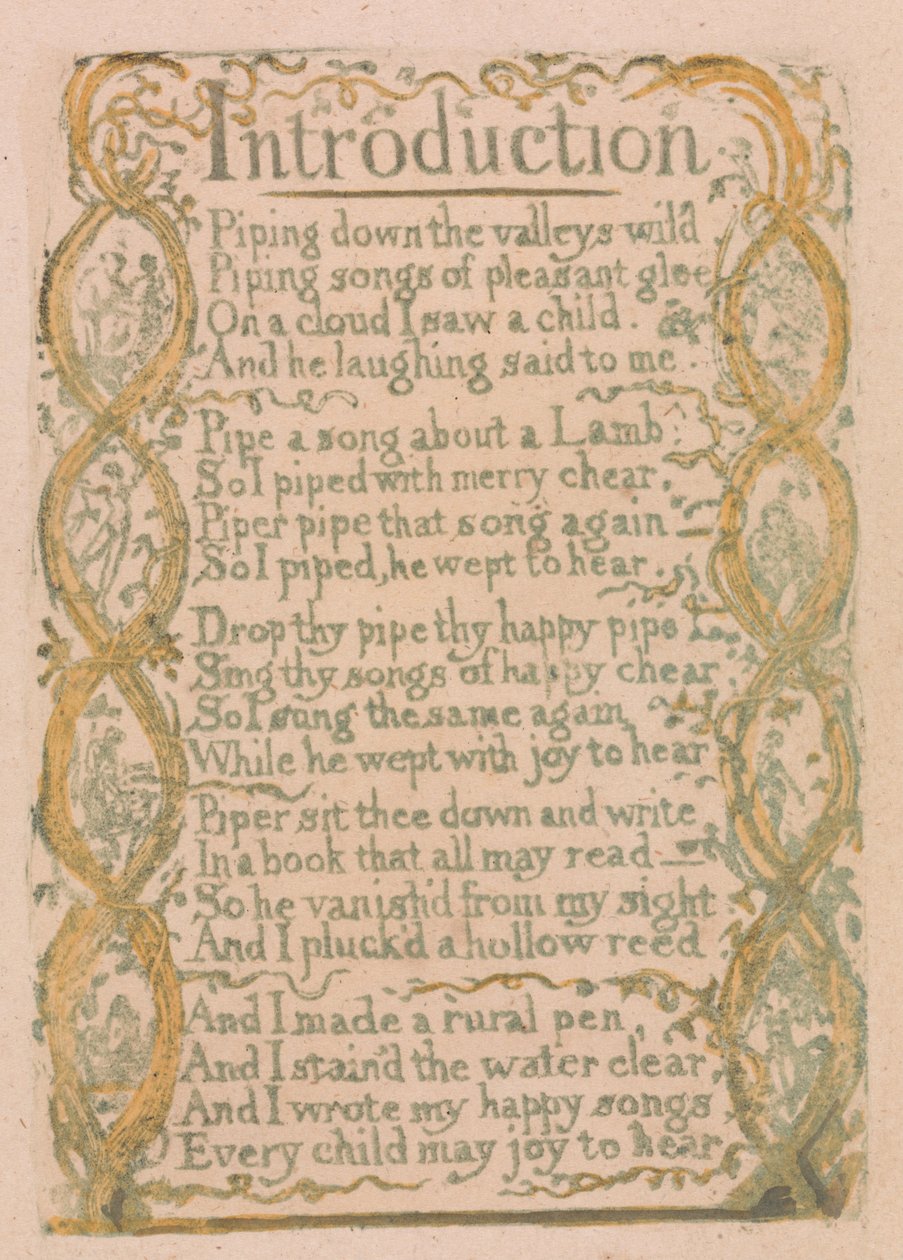 Sange om uskyld og erfaring, plade 3, introduktion (Bentley 4) af William Blake