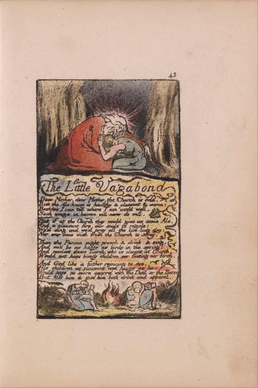 Songs of Innocence and of Experience, Plate 43, The Little Vagabond, (Bentley 45) af William Blake