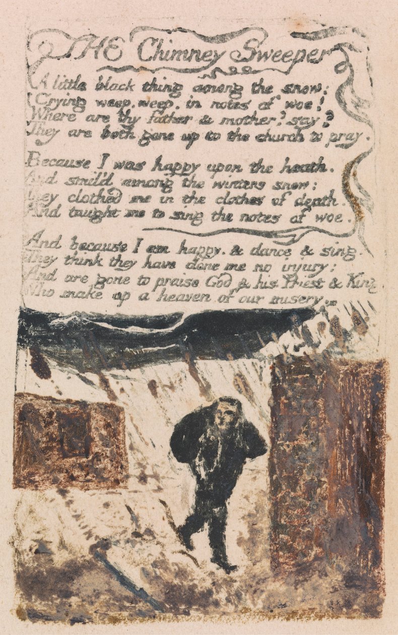 Sange om uskyld og om erfaring, plade 45, "Skorstensfejeren" (Bentley 37) af William Blake