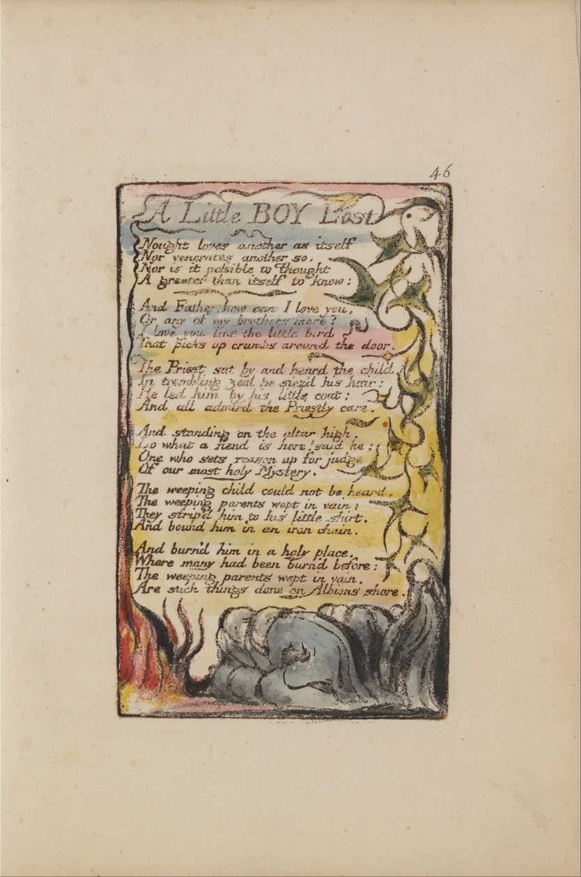 Songs of Innocence and of Experience, Plate 46, A Little Boy Lost (Bentley 50) af William Blake