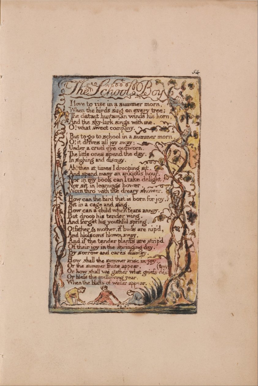 Sange om uskyld og erfaring, plade 54, The School Boy (Bentley 53) af William Blake