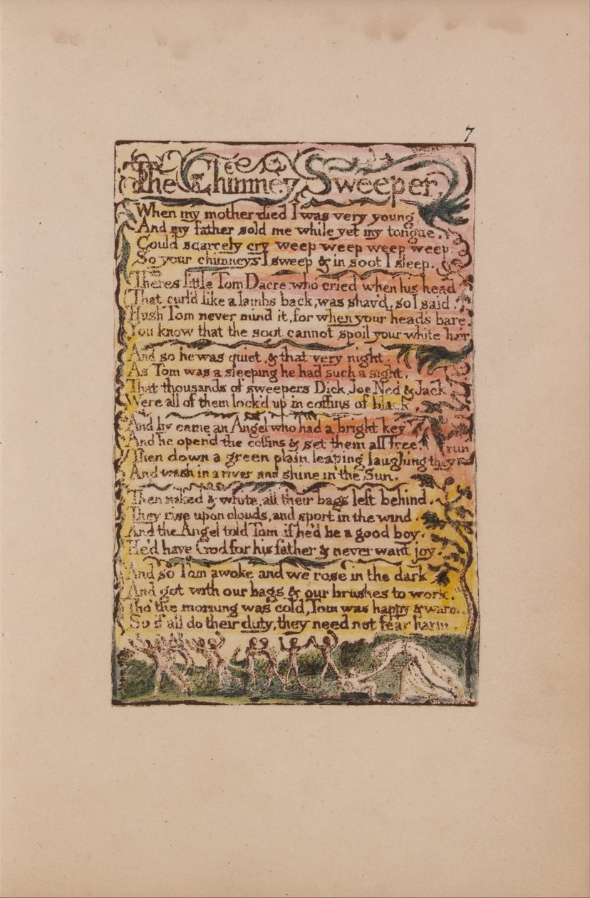 Sange om uskyld og erfaring, plade 7, skorstensfejeren (Bentley 12) af William Blake