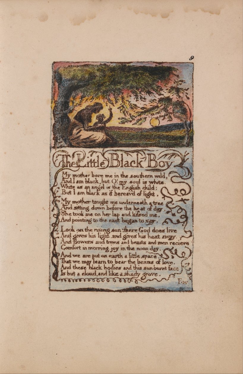 Sange om uskyld og erfaring, plade 8, Den lille sorte dreng (Bentley 9) af William Blake