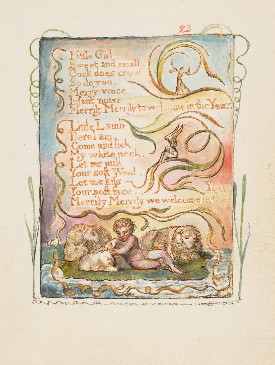 Sange om uskyld og erfaring: Forårs anden tallerken: Lille pige, ca. 1825. af William Blake