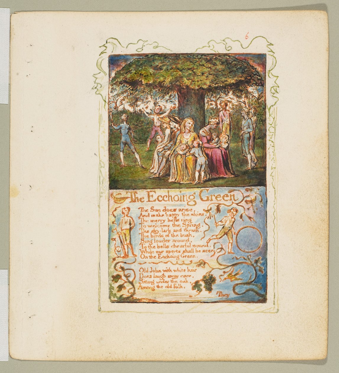 Sange om uskyld og oplevelse: The Echchoing Green, ca. 1825. af William Blake