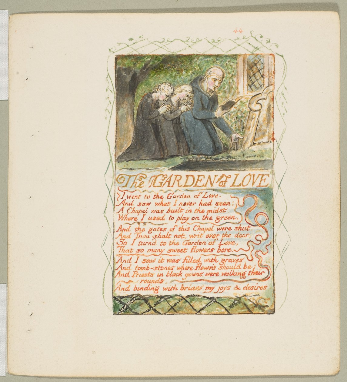 Sange om uskyld og oplevelse: Kærlighedens have, ca. 1825. af William Blake