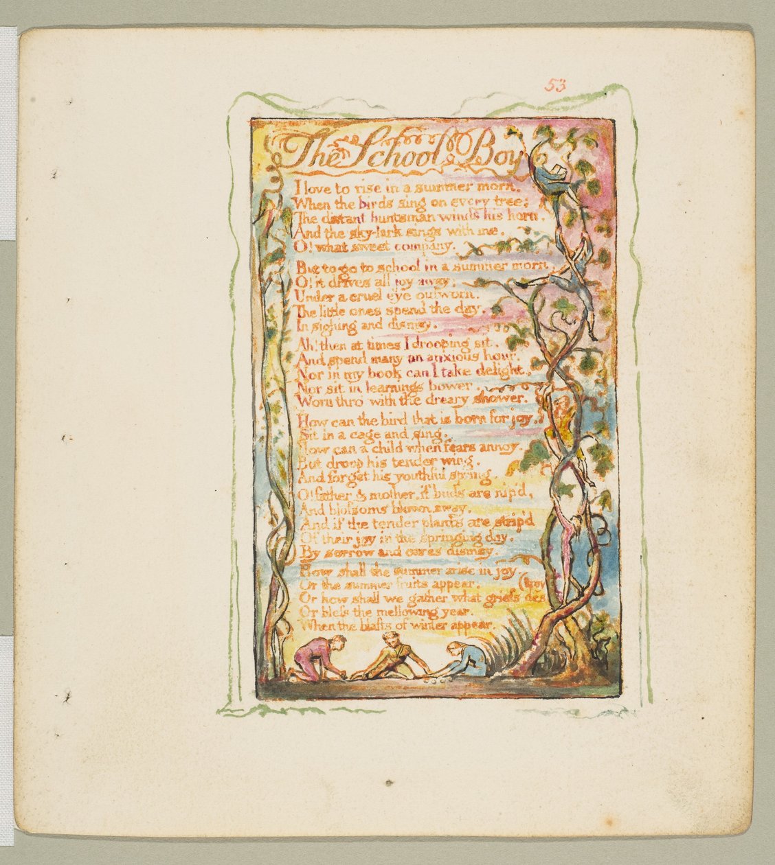 Sange om uskyld og erfaring: Skoledrengen, ca. 1825. af William Blake