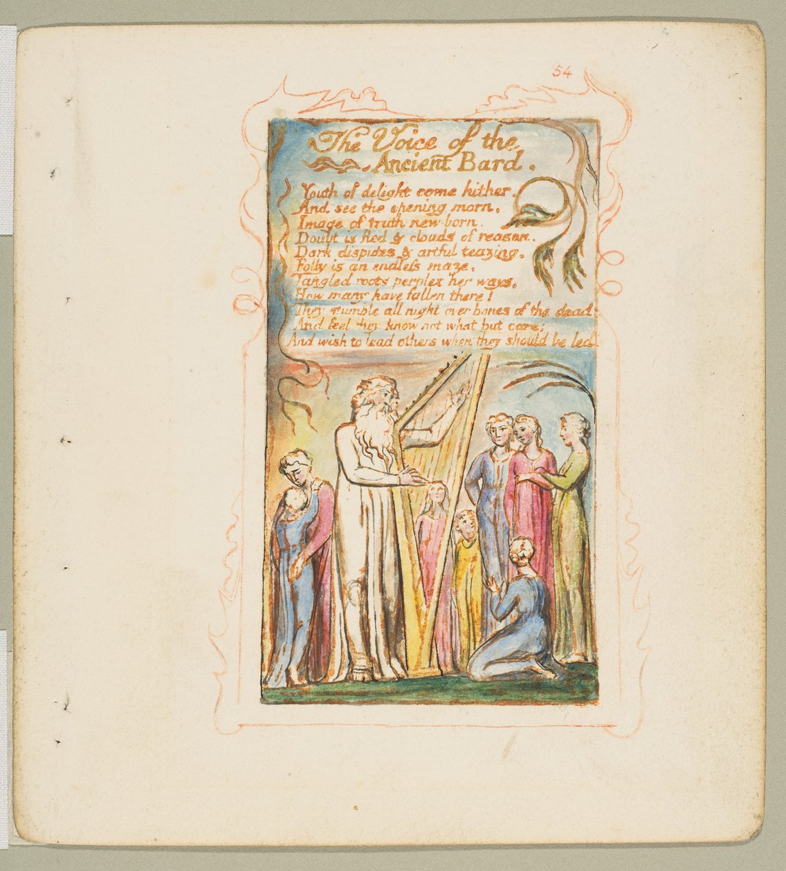 Sange om uskyld og om erfaring: Voice of the Ancient Bard, ca. 1825. af William Blake
