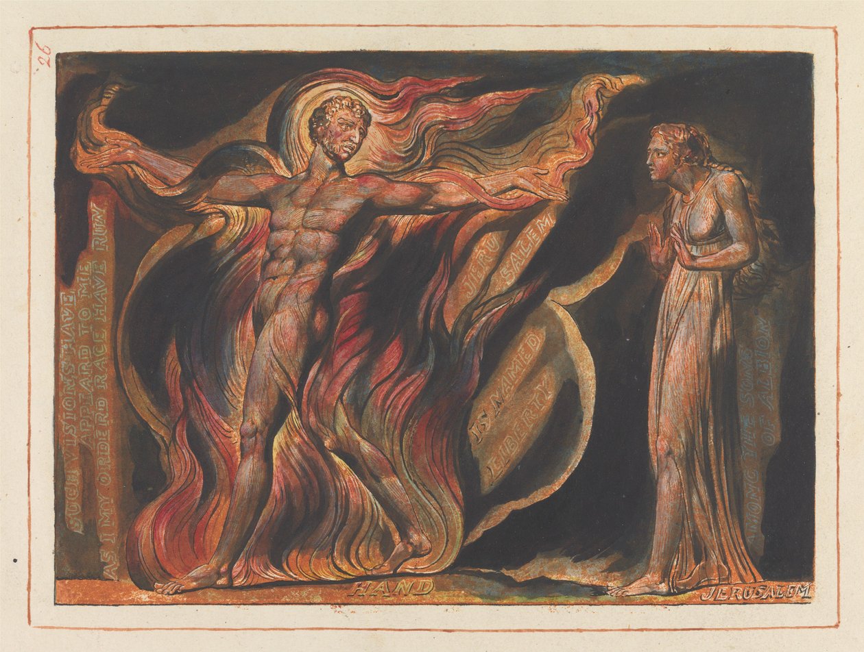 »Sådanne syner er vist sig for mig...«; Frontispice til kapitel 2 (Tavle 26) af William Blake