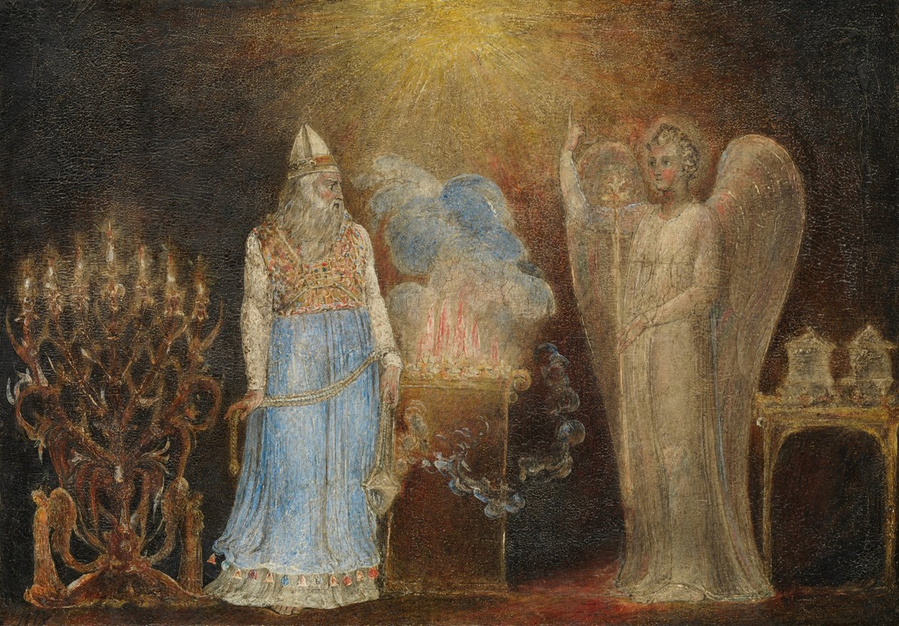 Englen, der viser sig for Zacharias, 1799-1800. af William Blake