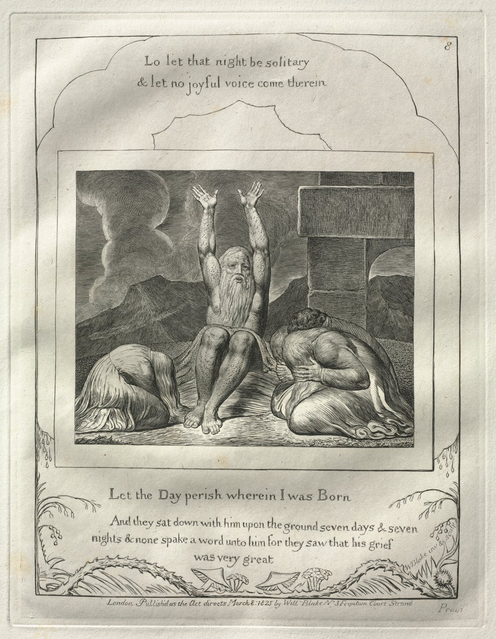 Jobs Bog: Nr. 8, Lad den dag forgå, hvori jeg blev født, 1825. af William Blake