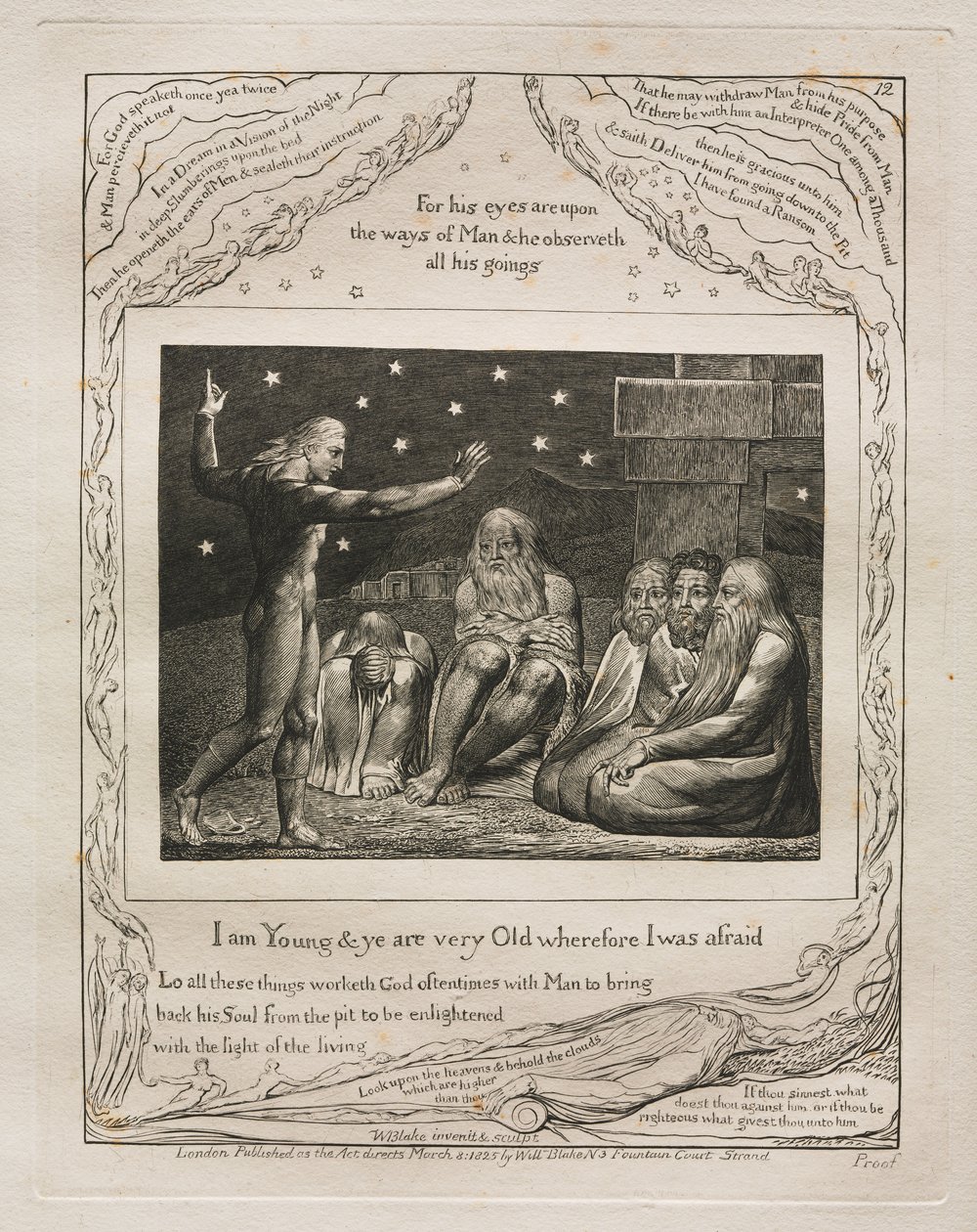 Jobs Bog: Pl. 12, jeg er ung, og I er meget gamle, derfor var jeg bange af William Blake