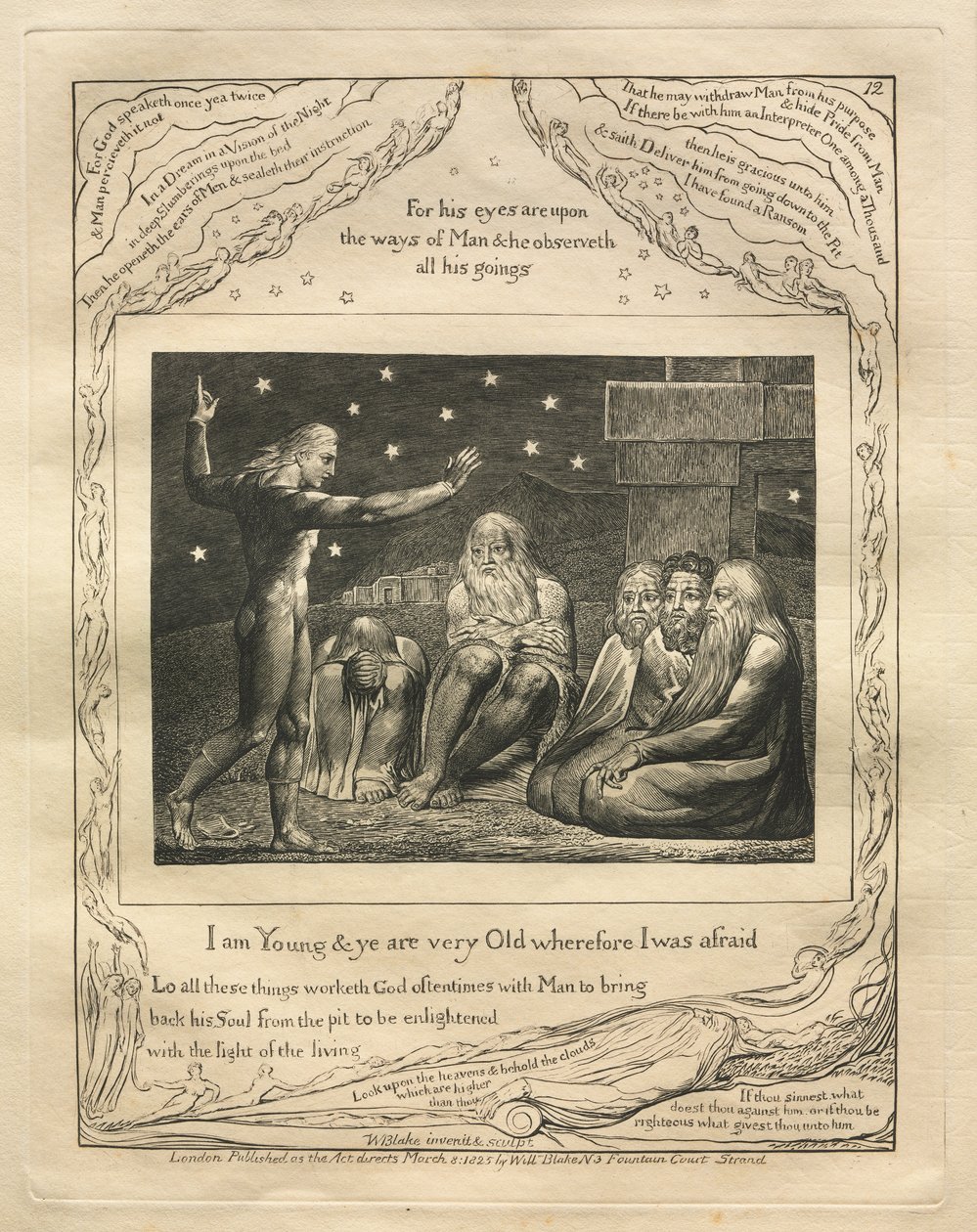 Jobs Bog: Pl. 12, jeg er ung, og I er meget gamle, derfor var jeg bange af William Blake