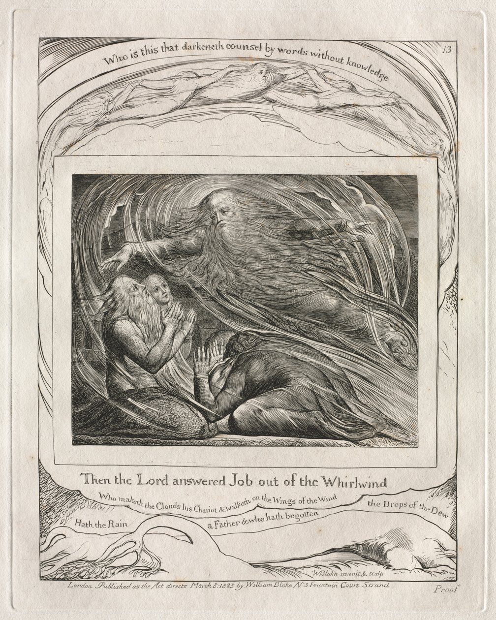 Jobs Bog: Pl. 13, Da svarede Herren Job ud af Hvirvelvinden af William Blake