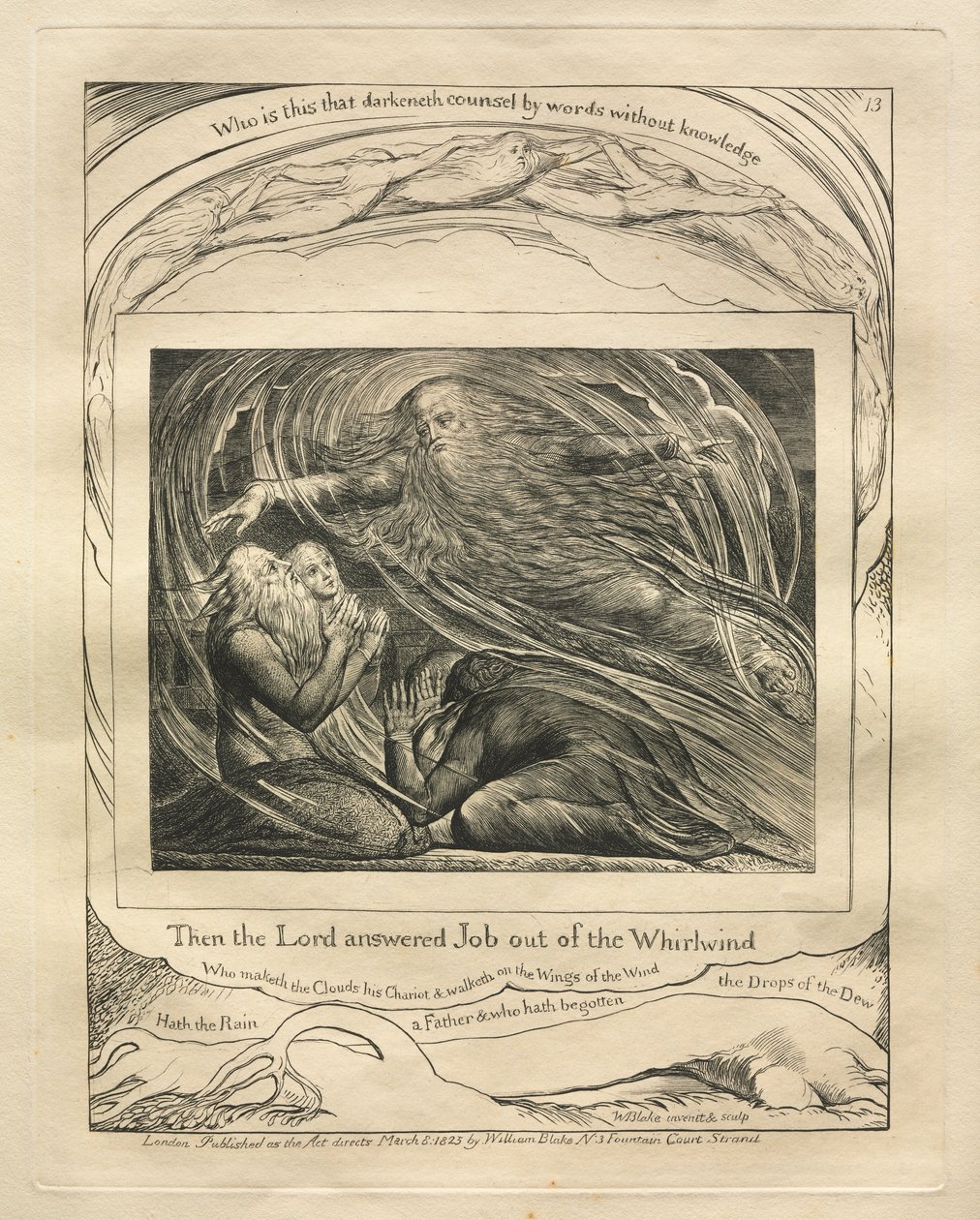 Jobs Bog: Pl. 13, Da svarede Herren Job ud af Hvirvelvinden af William Blake