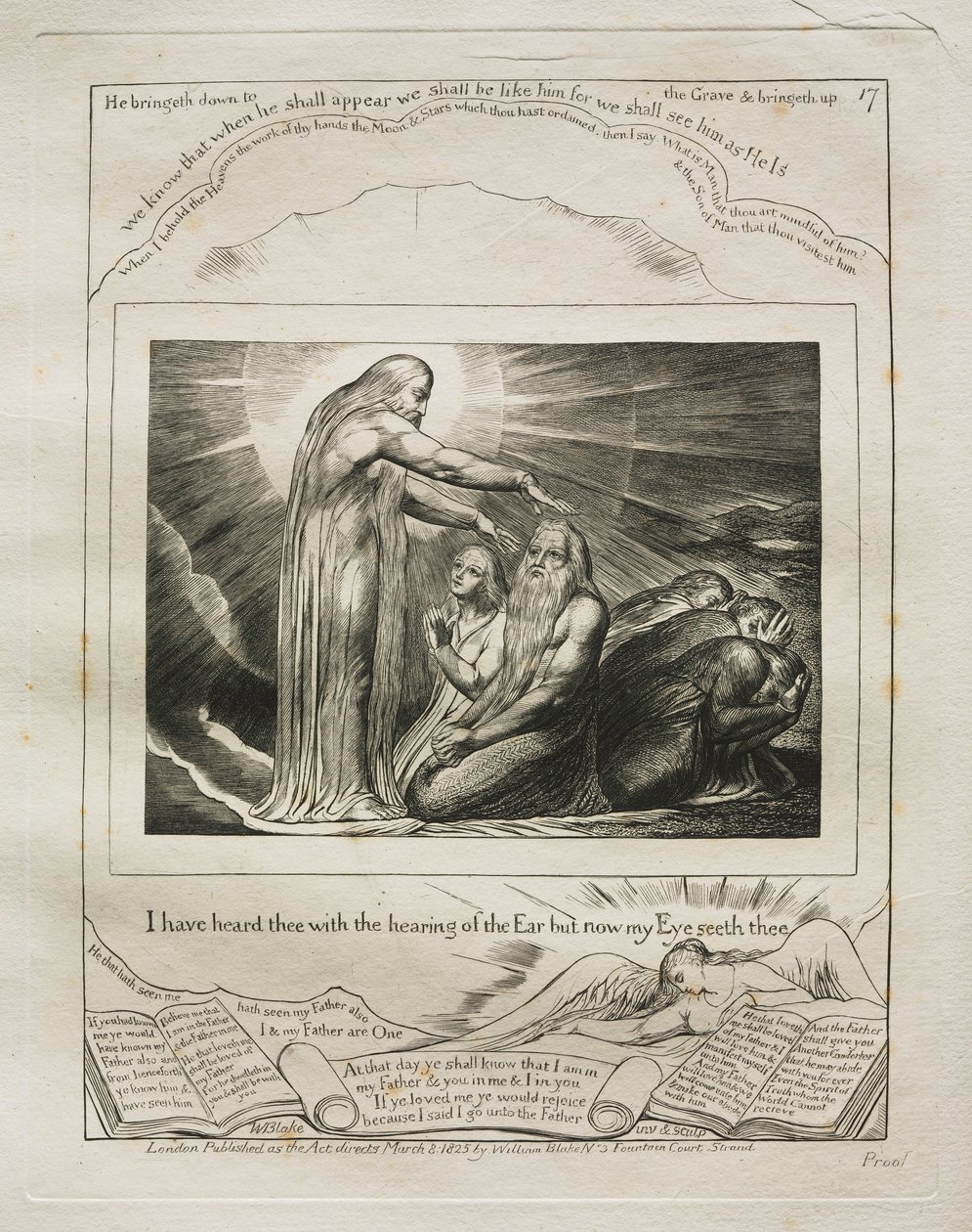 Jobs Bog: Pl. 17, jeg har hørt dig med Ørets hørelse, men nu mit Øje..., 1825. af William Blake
