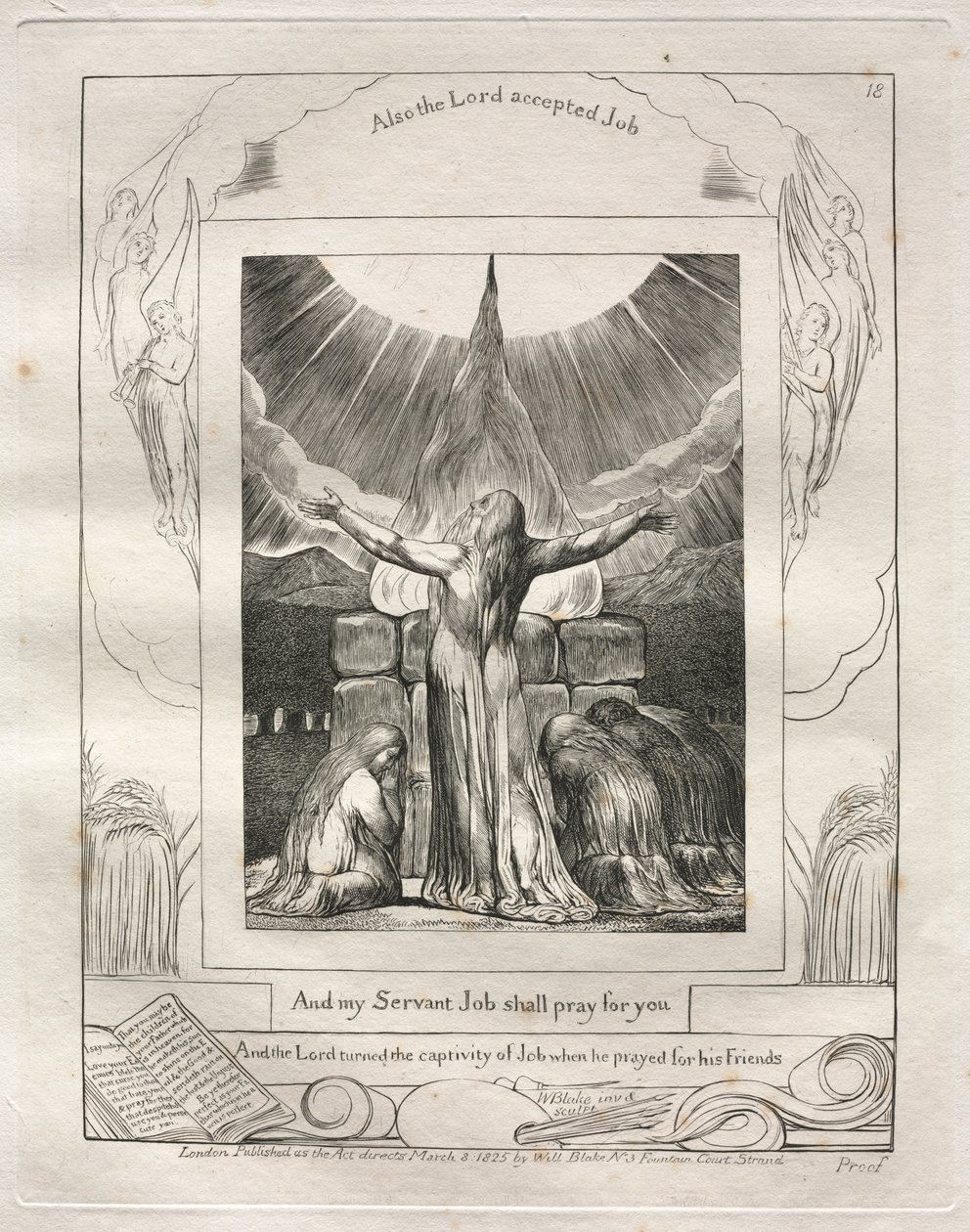 Jobs Bog: Pl. 18 Og min Tjener Job skal bede for dig af William Blake