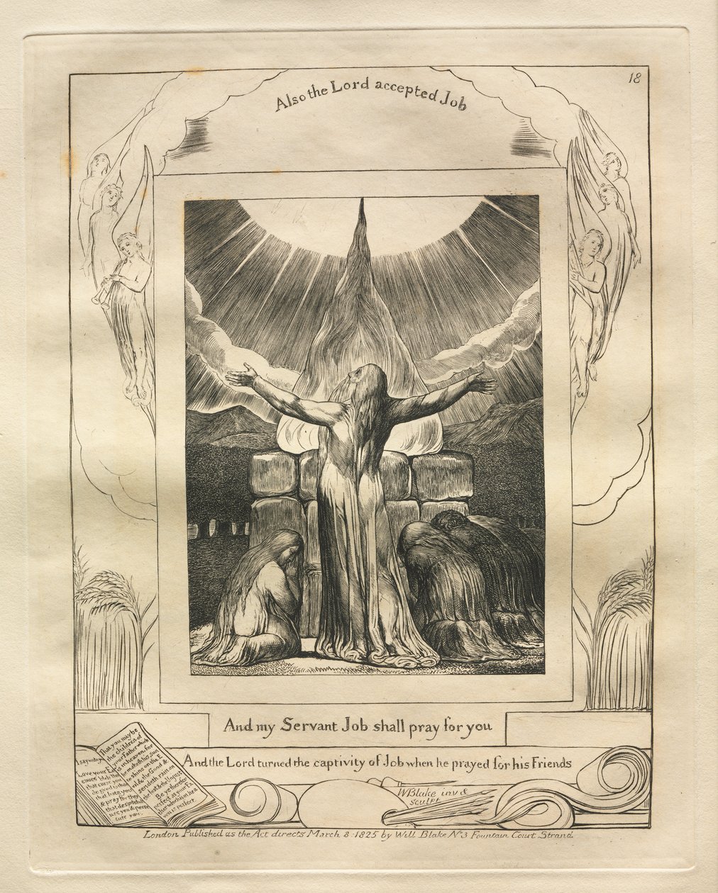 Jobs Bog: Pl. 18 Og min Tjener Job skal bede for dig af William Blake