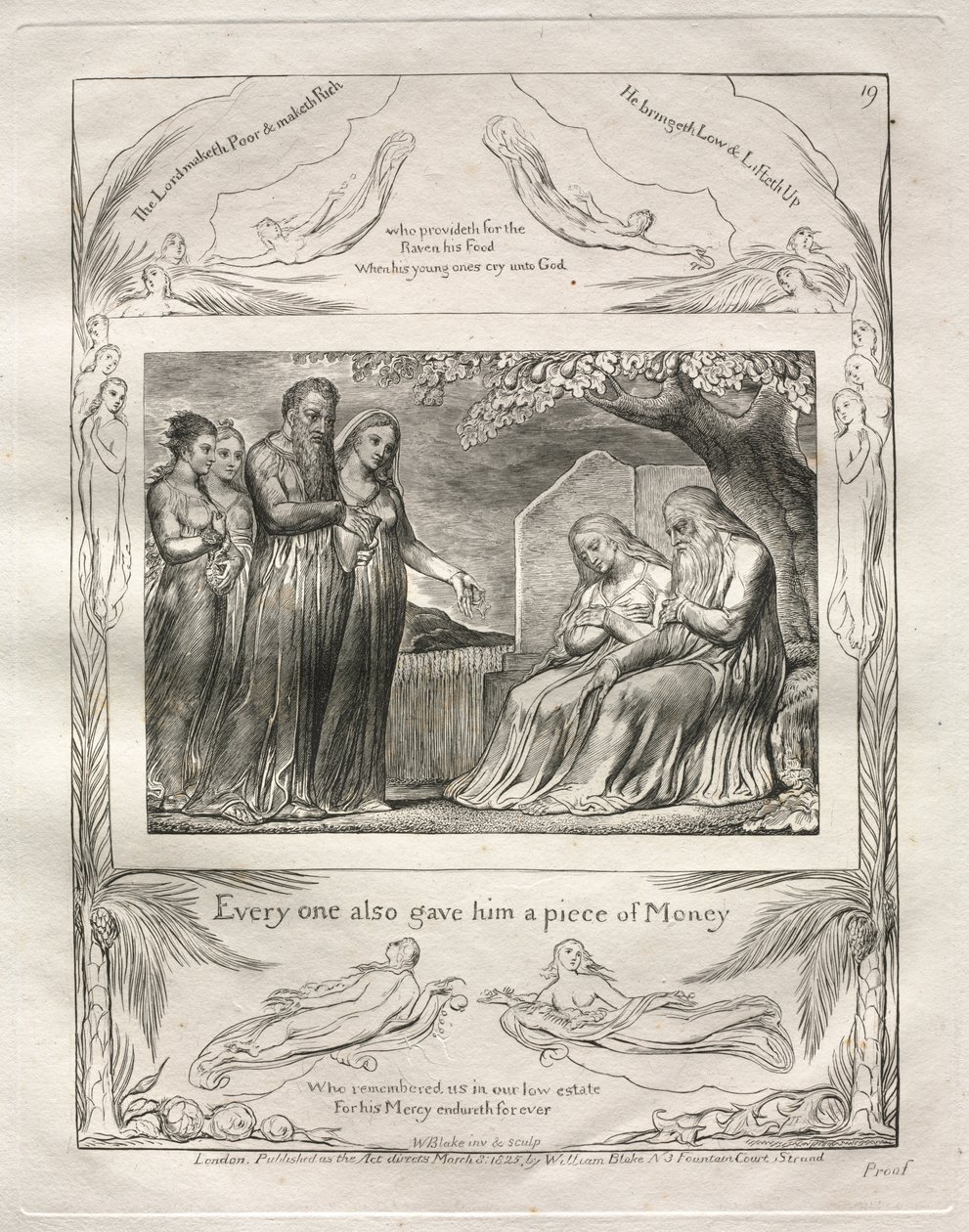 Jobs Bog: Pl. 19, Enhver gav ham også et stykke Penge af William Blake