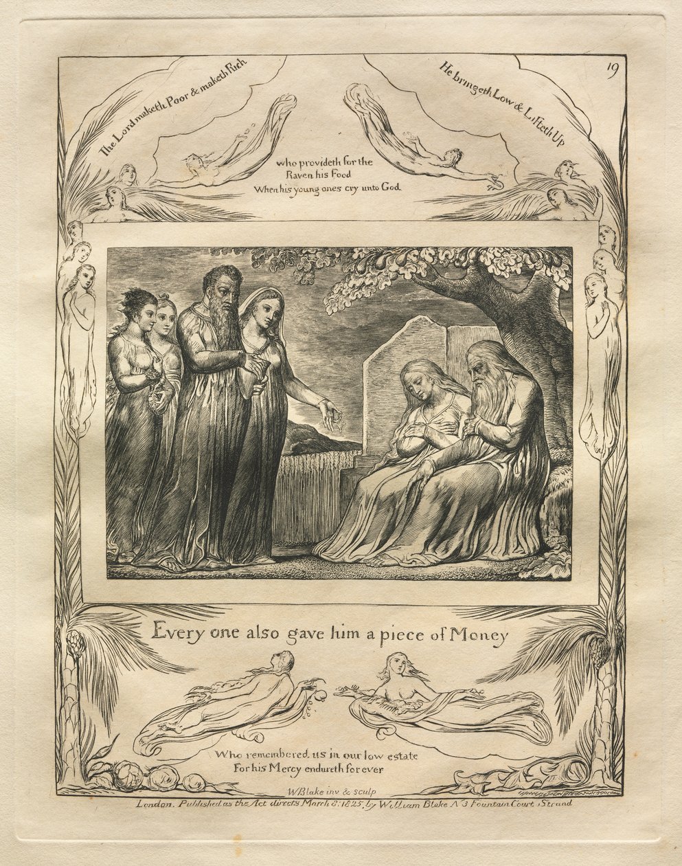 Jobs Bog: Pl. 19, Enhver gav ham også et stykke Penge af William Blake