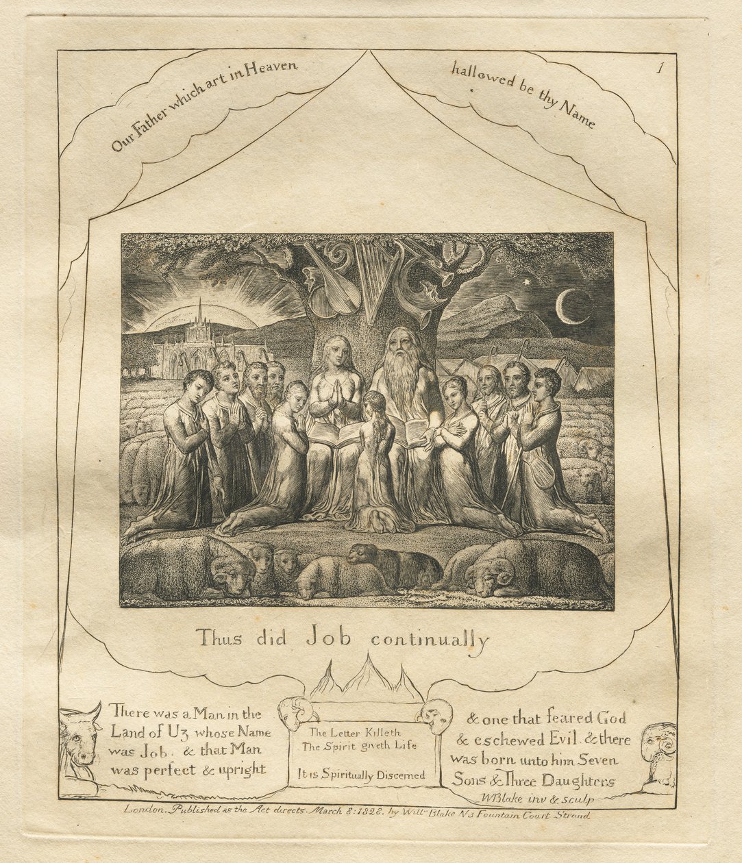 Jobs Bog: Pl. 1, Således gjorde Job bestandig af William Blake