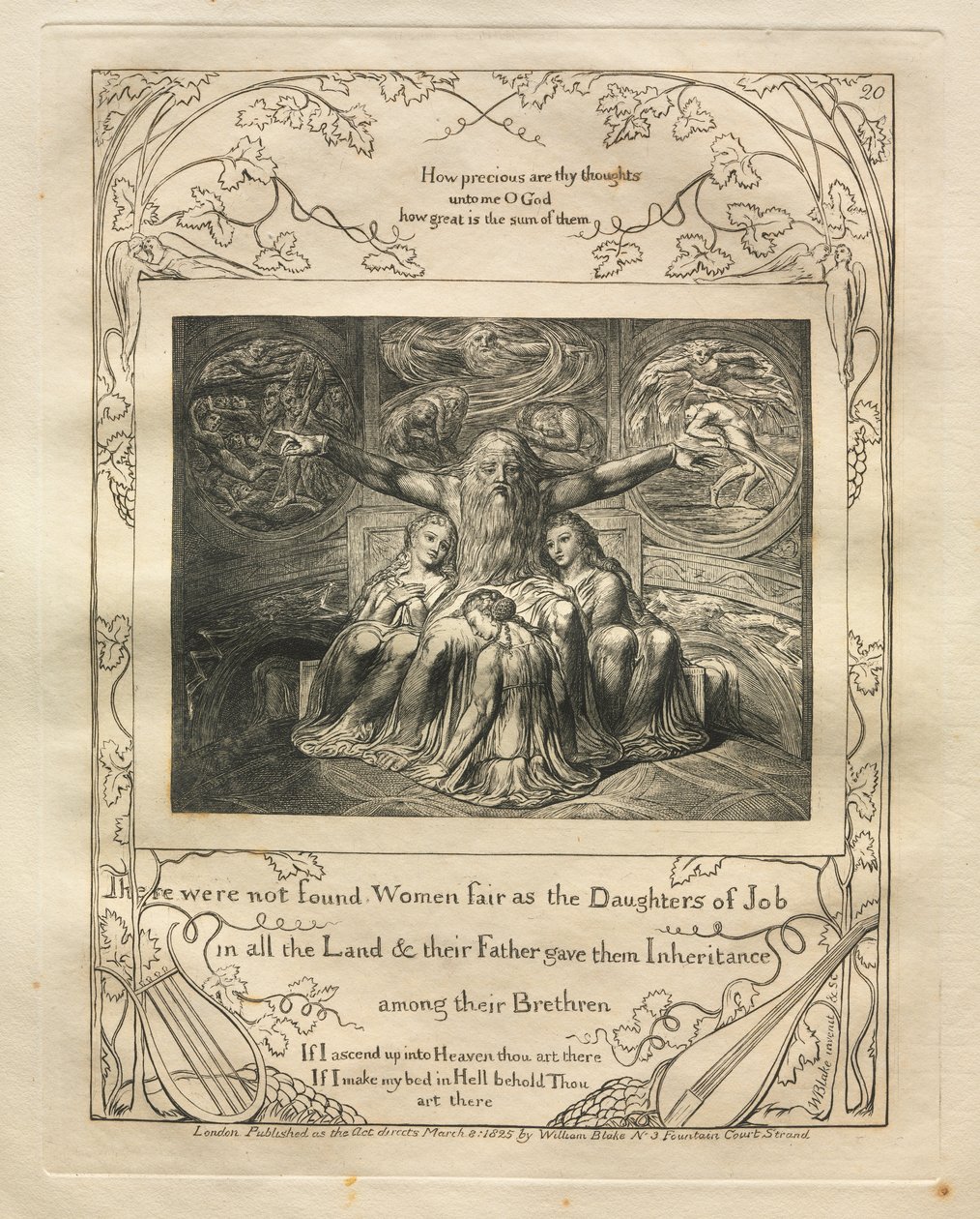 Jobs Bog: Pl. 20, Der blev ikke fundet Kvinder smukke som Jobs Døtre / i hele Landet af William Blake