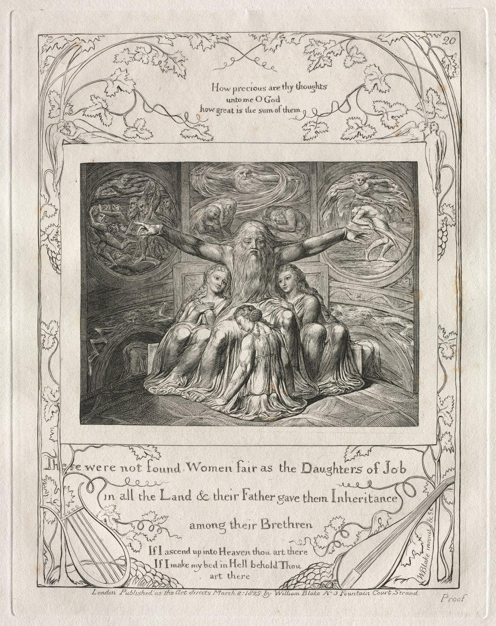 Jobs Bog: Pl. 20, Der blev ikke fundet kvinder smukke som Jobs døtre, 1825. af William Blake
