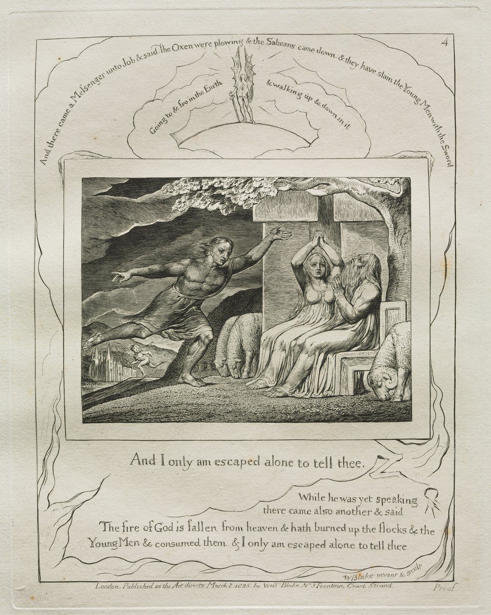 Jobs Bog: Pl. 4, Og jeg er kun undsluppet alene for at fortælle dig af William Blake