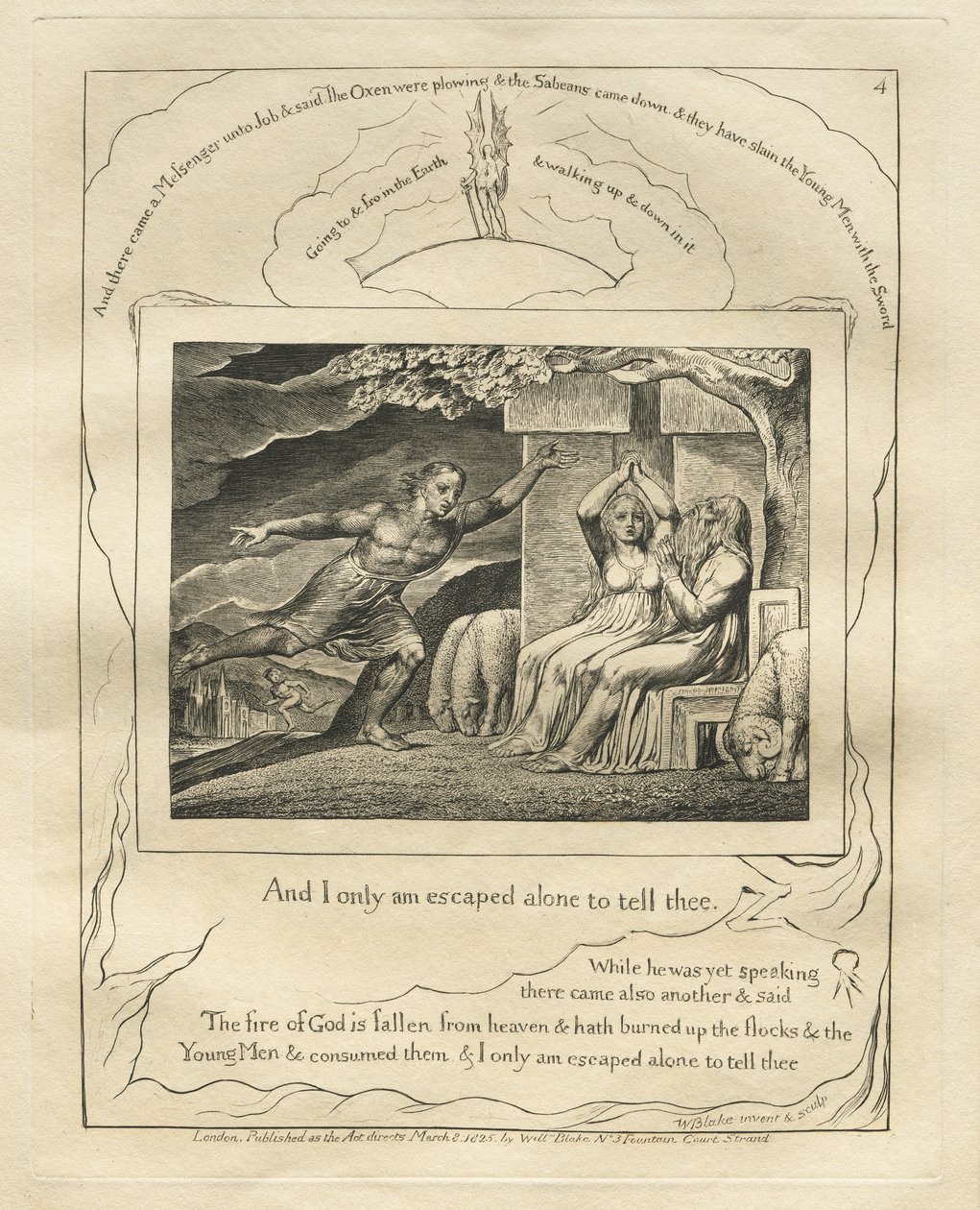 Jobs Bog: Pl. 4, Og jeg er kun undsluppet alene for at fortælle dig af William Blake