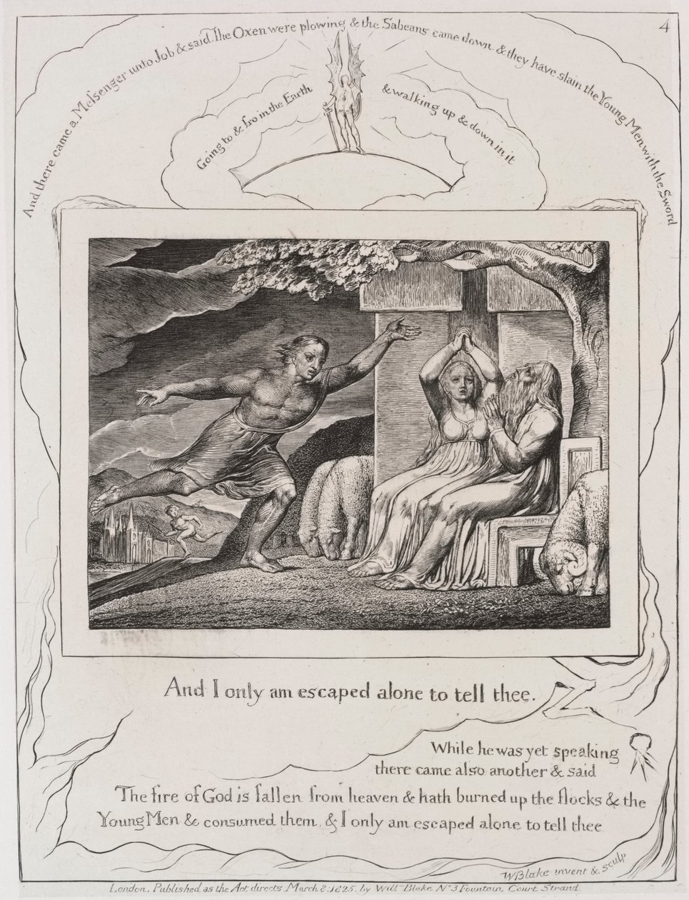 Jobs Bog: Pl. 4, og jeg er kun undsluppet alene for at fortælle dig af William Blake