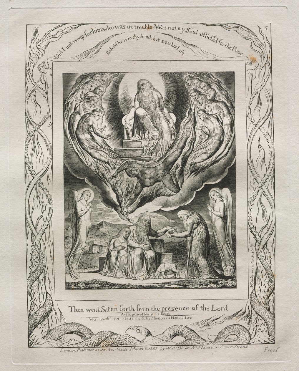 Jobs Bog: Pl. 5, Da gik Satan ud fra Herrens åsyn af William Blake