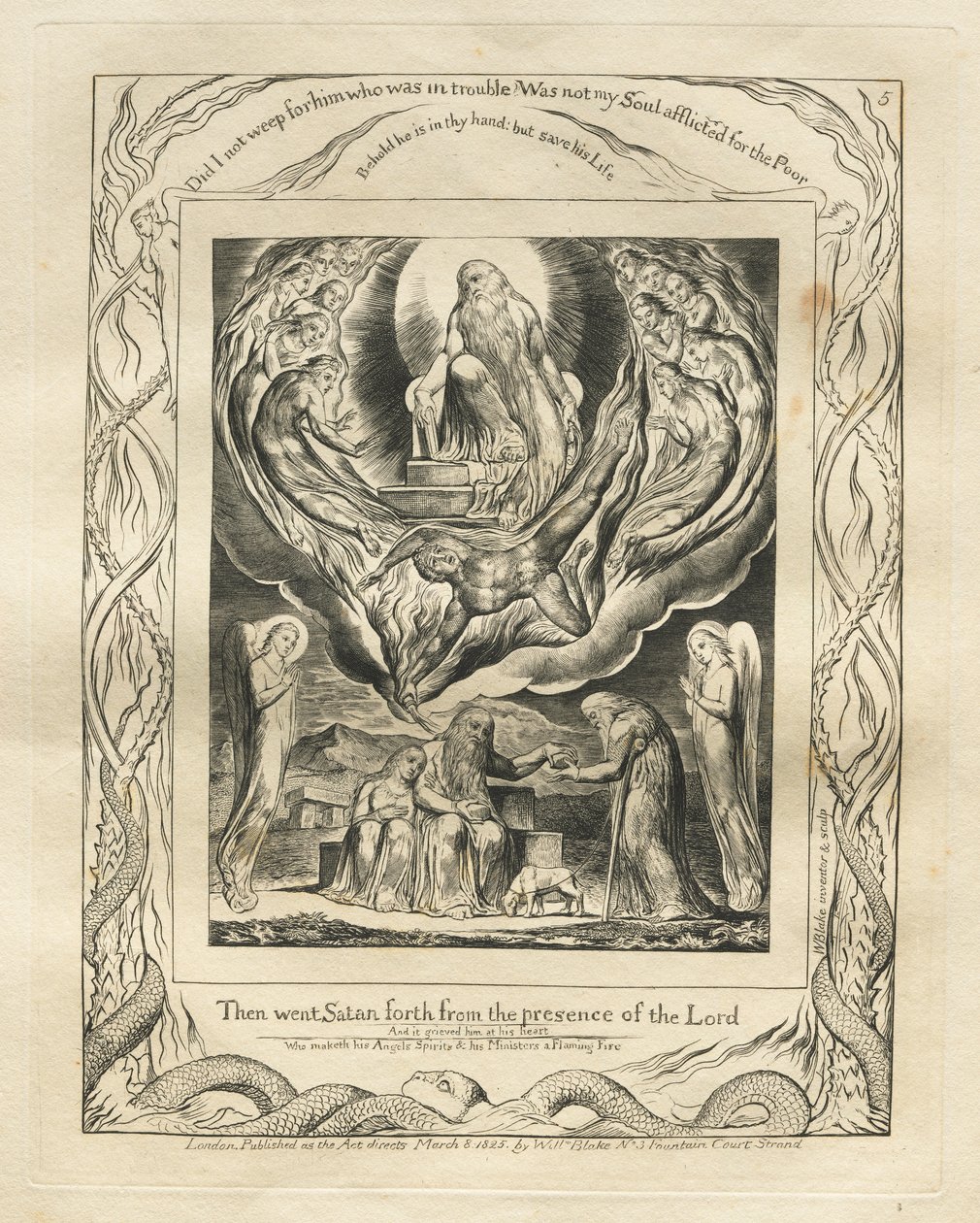 Jobs Bog: Pl. 5, Da gik Satan ud fra Herrens åsyn af William Blake
