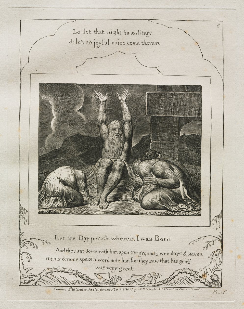 Jobs Bog: Pl. 8, Lad den dag forgå, hvori jeg blev født af William Blake