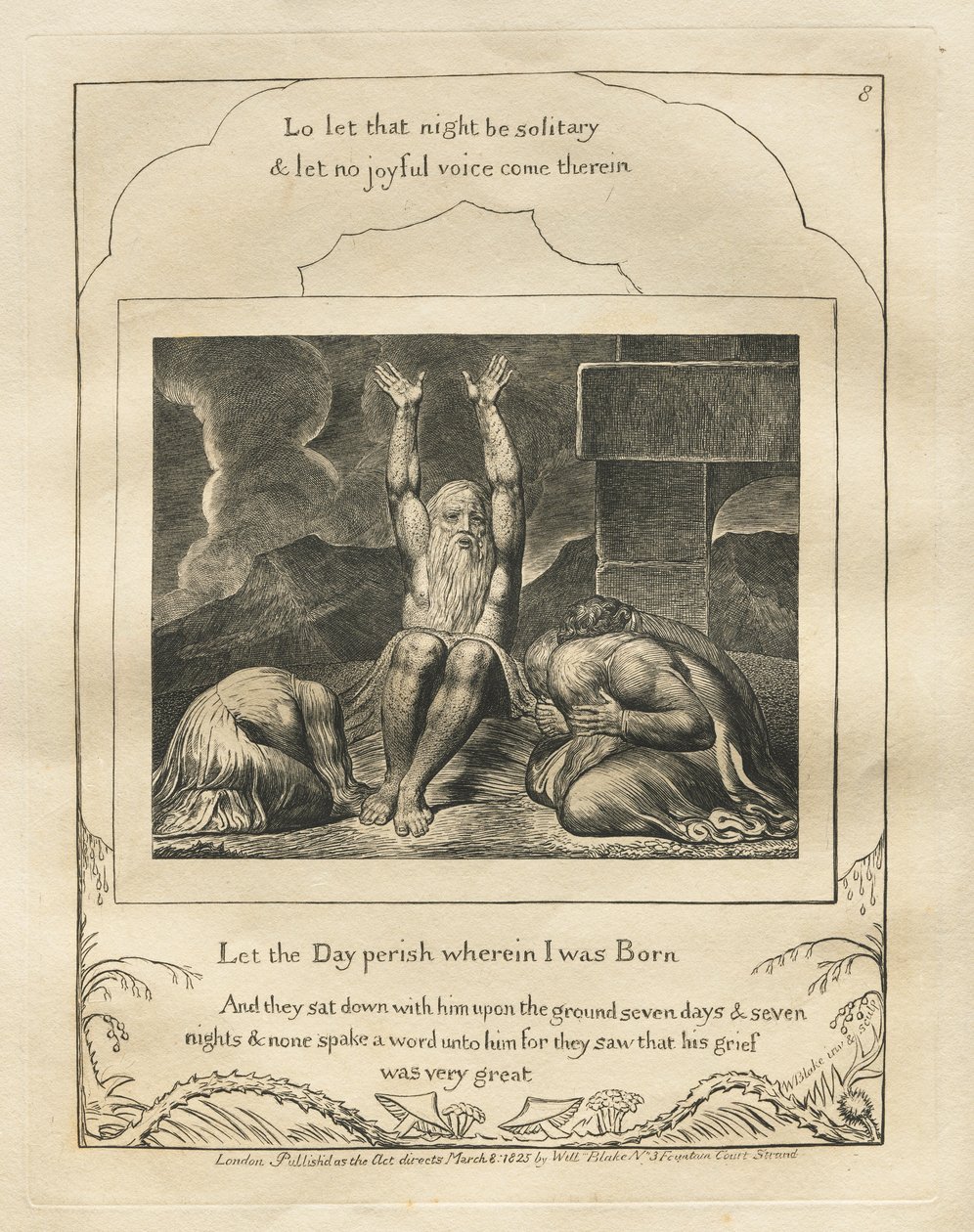Jobs Bog: Pl. 8, Lad den dag forgå, hvori jeg blev født af William Blake