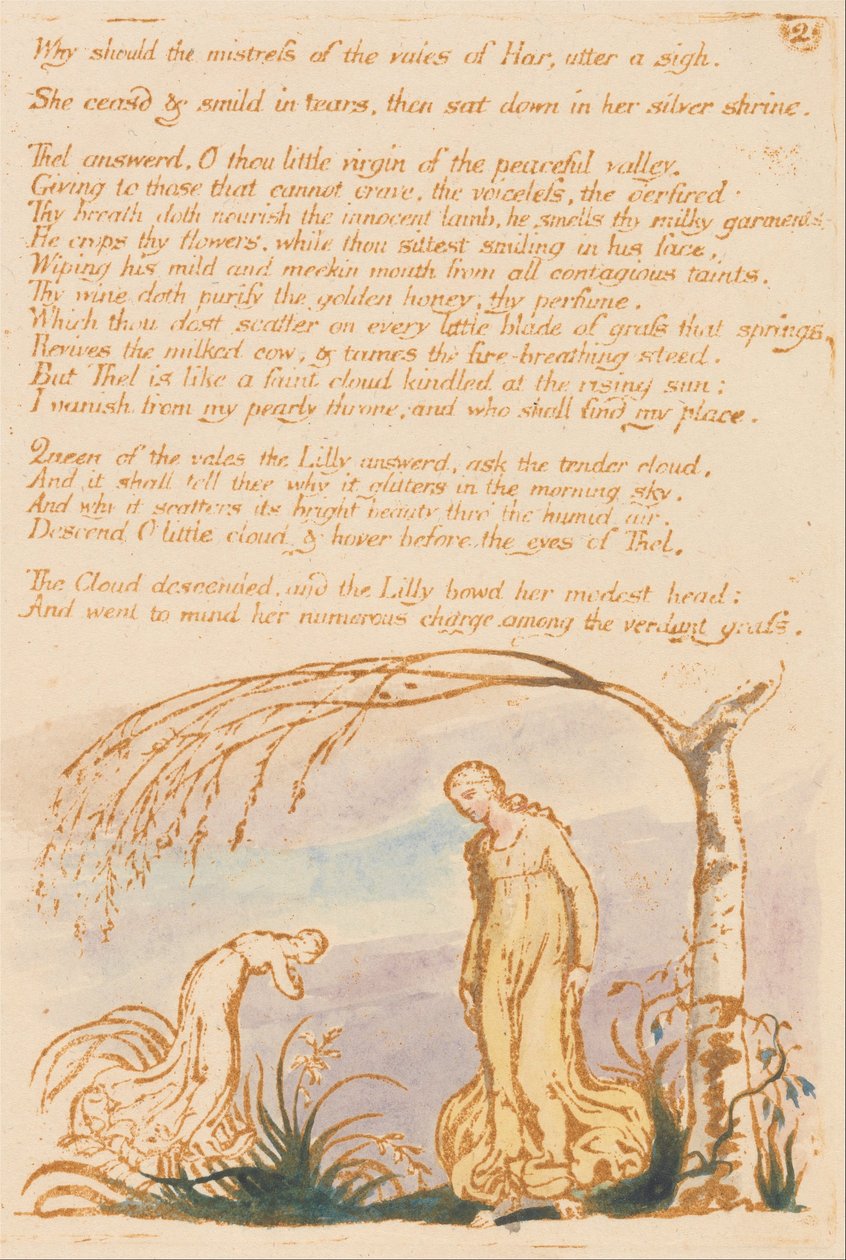 Thels Bog, Plade 4, Hvorfor skulle elskerinden. . . . af William Blake