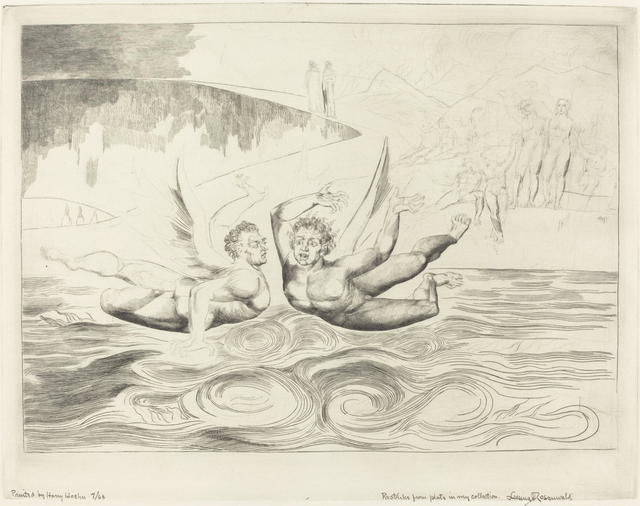 Kredsen af de korrupte embedsmænd, Djævle, der knuger hinanden, 1827. af William Blake
