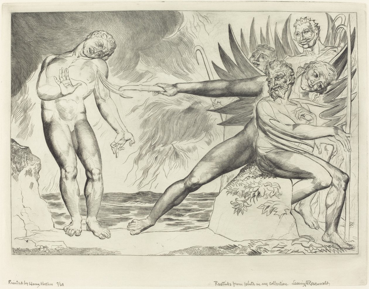 The Circle of the Corrupt Embedsmænd, The Devils Tormenting Ciampolo, 1827. af William Blake