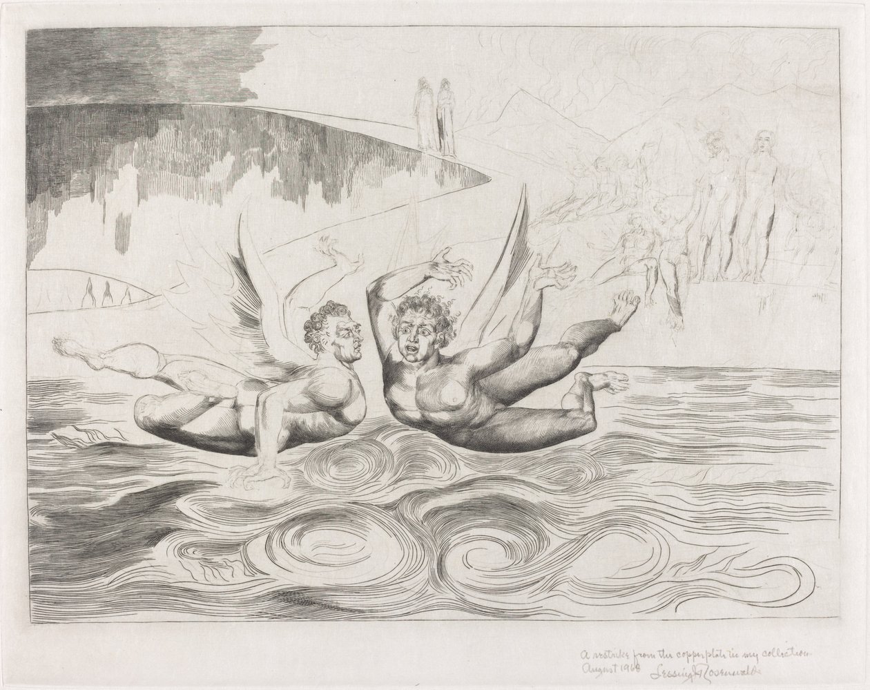 Kredsen af de korrupte embedsmænd; djævle, der knuger hinanden af William Blake