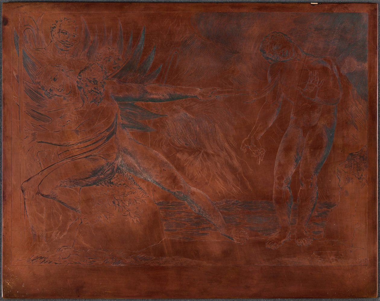 Der Kreis der korrupten Beamten; die Teufel quälen Ciampolo af William Blake