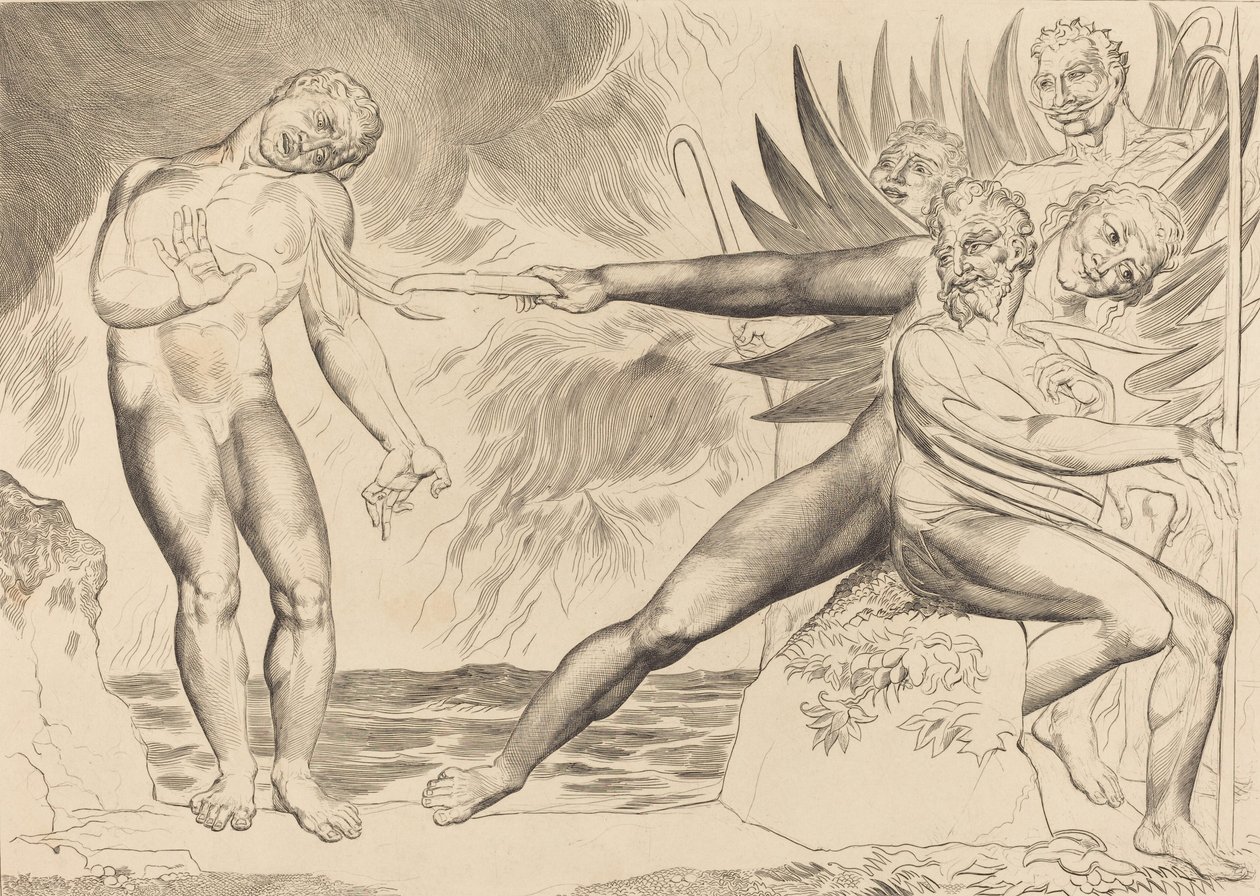 Kredsen af de korrupte embedsmænd, djævlerne, der plager Ciampolo, 1827. af William Blake