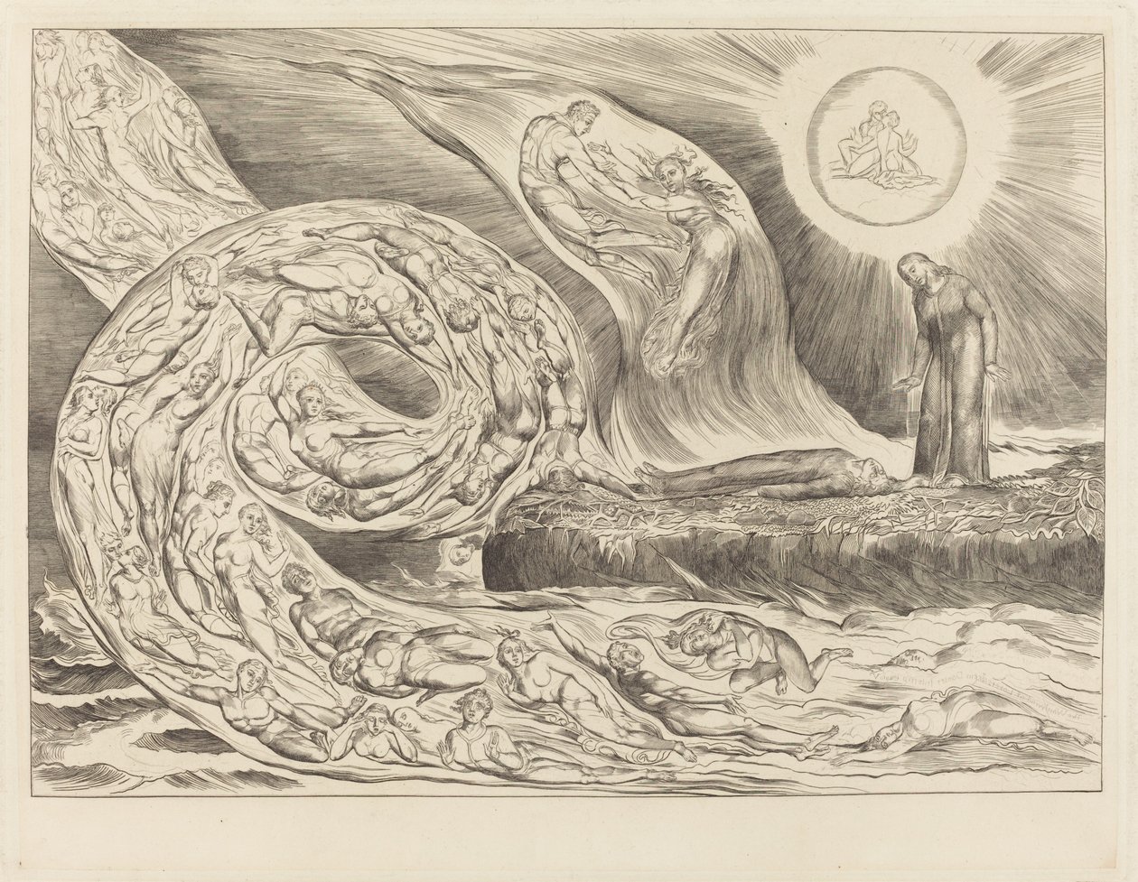 The Circle of the Lustful: Paolo og Francesca af William Blake