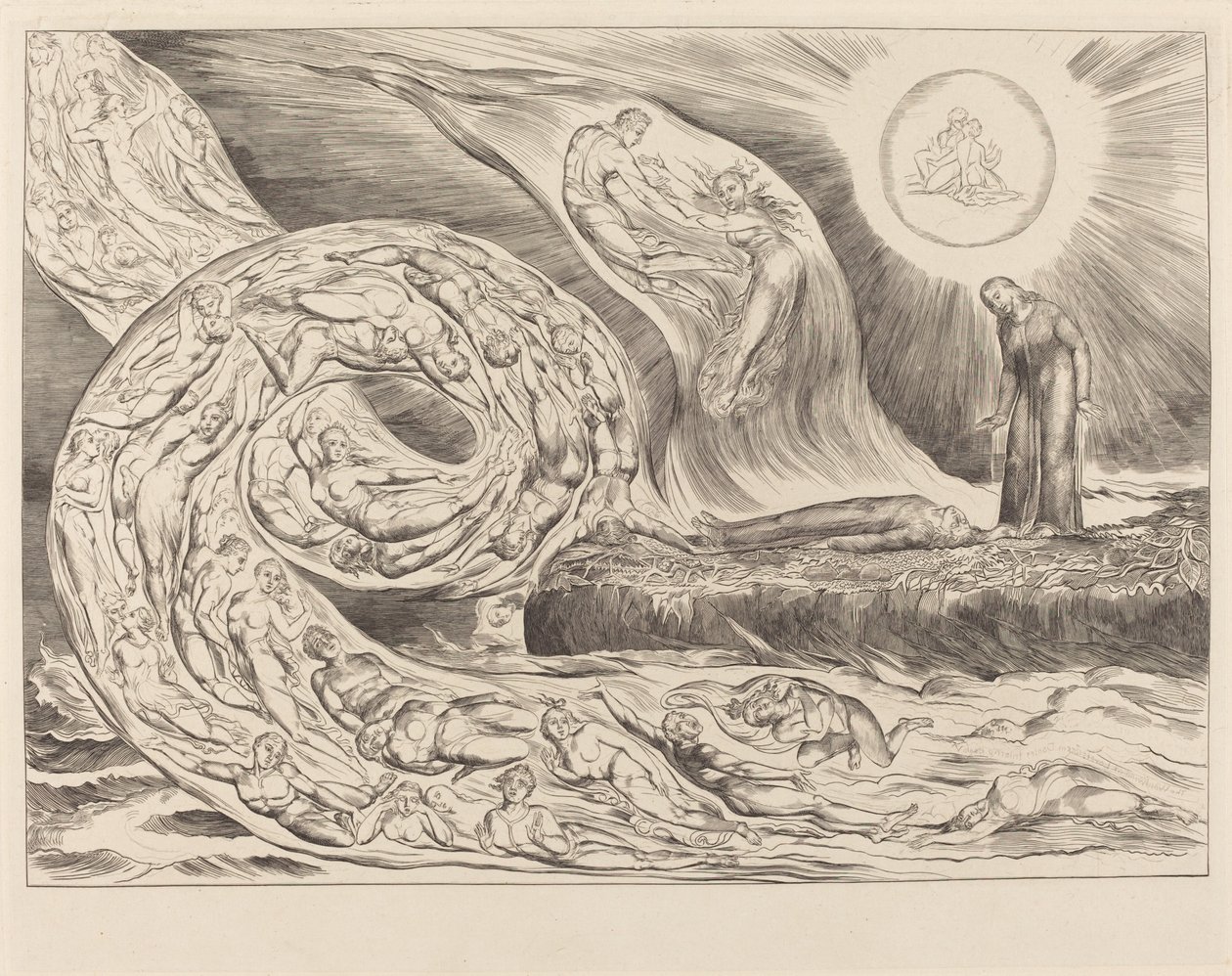 The Circle of the Lustful: Paolo og Francesca af William Blake