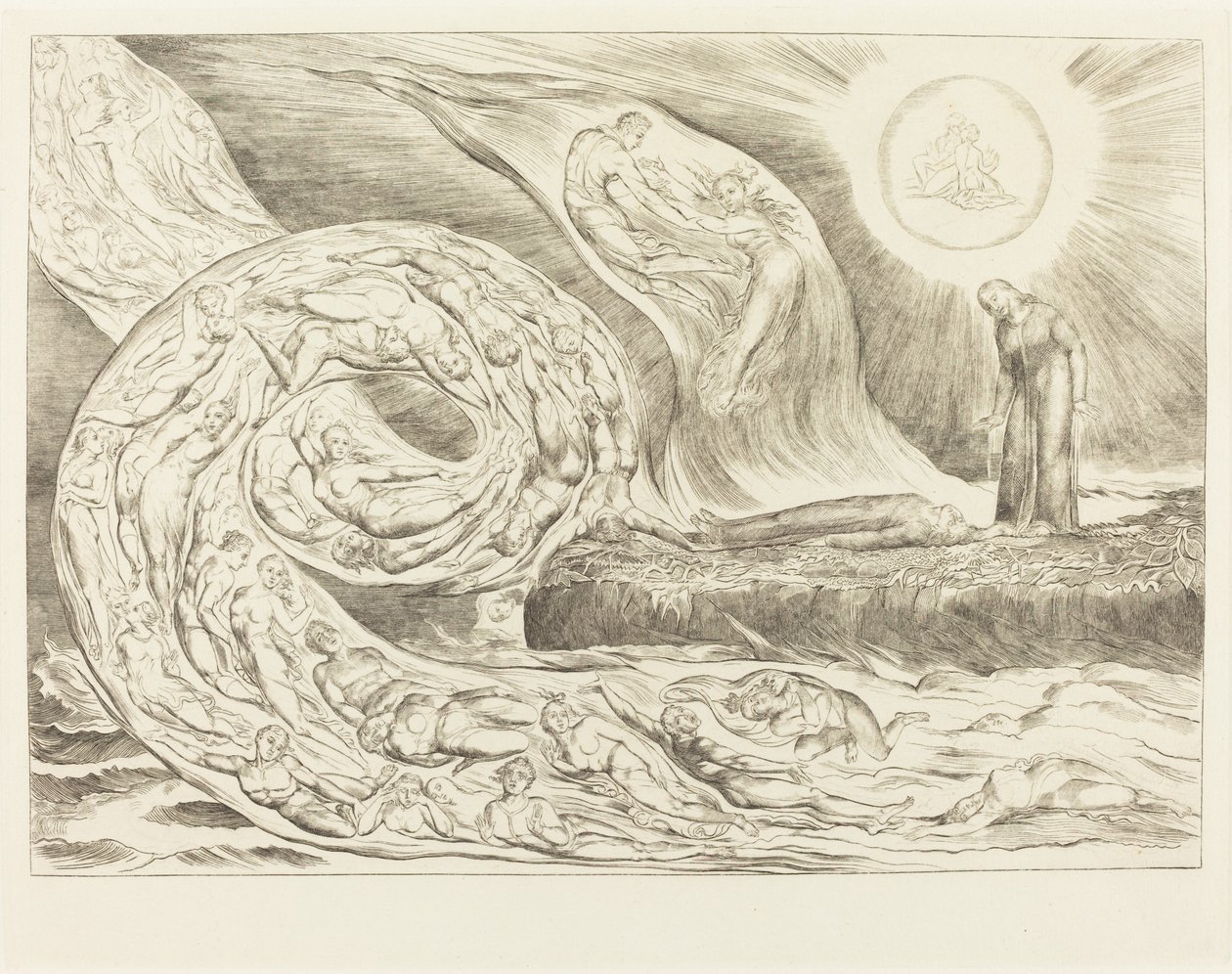 The Circle of the Lustful: Paolo og Francesca af William Blake
